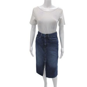 Vanessa Bruno Womens Straight Pencil Skirt Blue Cotton Size XS